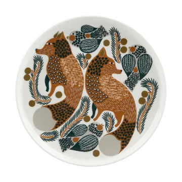 Oiva Ketunmarja πιάτο Ø20 cm - White-brown-dark green - Marimekko