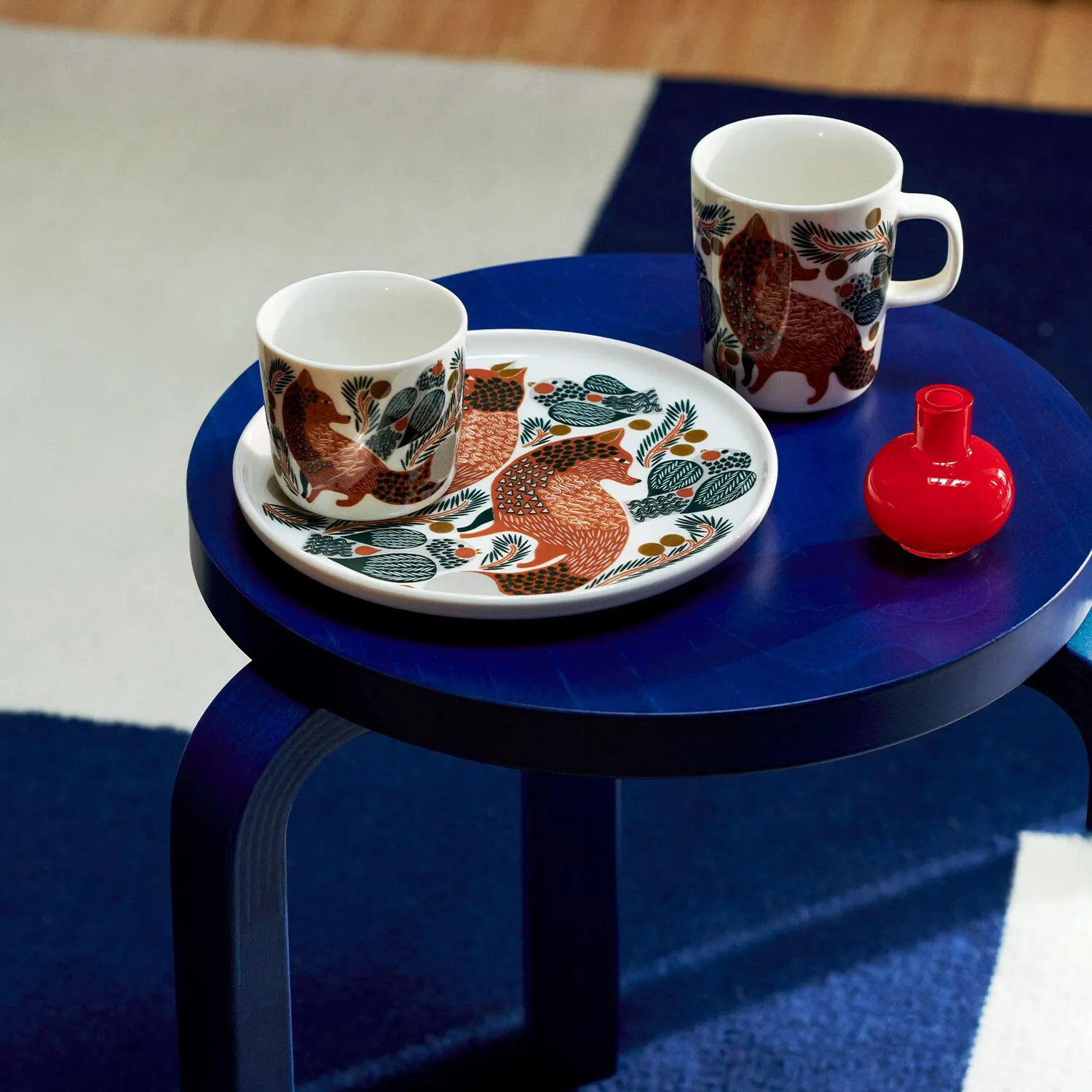 Oiva Ketunmarja πιάτο Ø20 cm, White-brown-dark green Marimekko