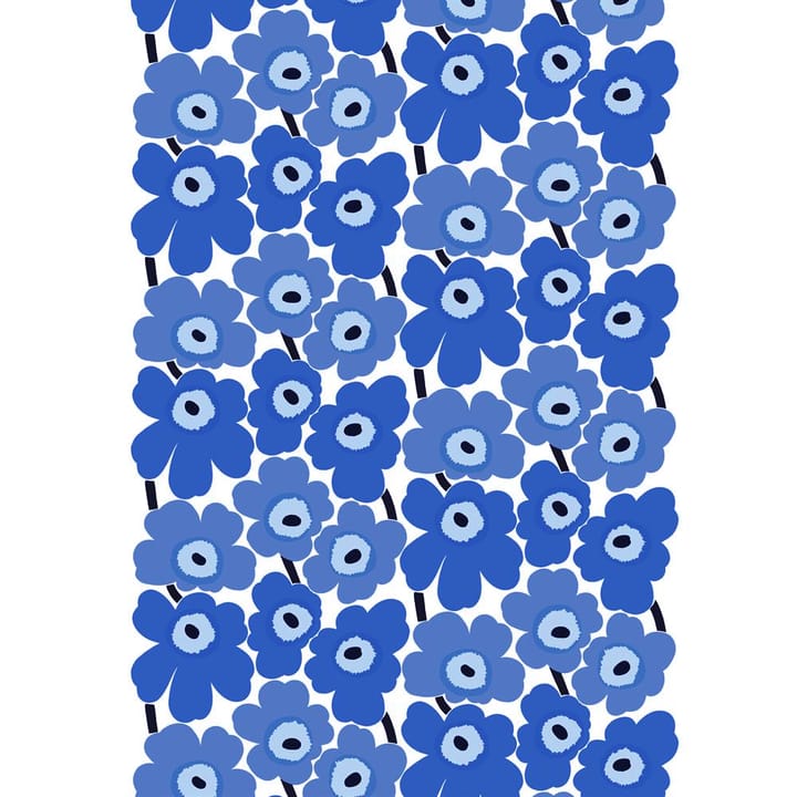 Pieni Unikko ύφασμα βαμβακερό - λευκό-μπλε - Marimekko
