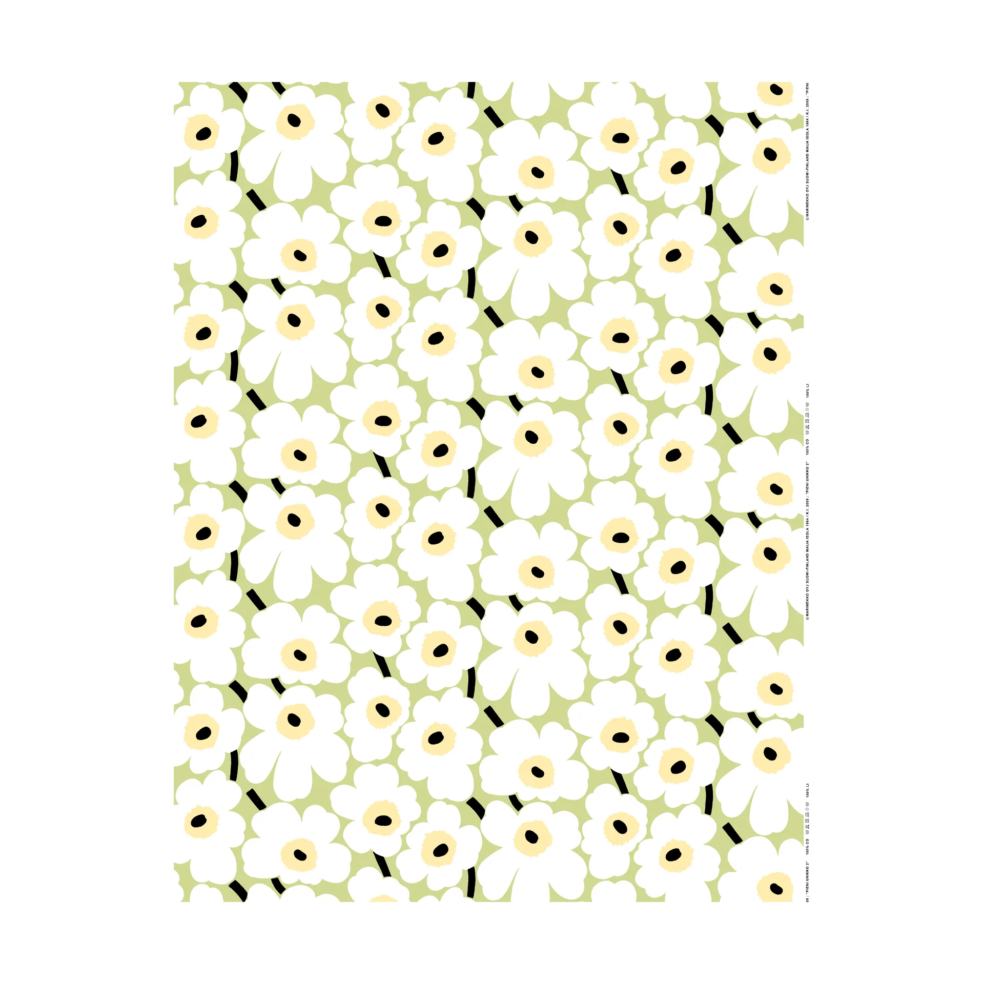 Υφασμα Pieni Unikko 100% βαμβάκι, Pear, white, melon, dark green Marimekko