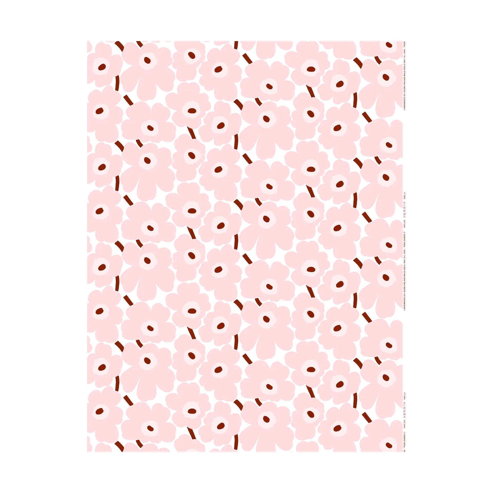 Υφασμα Pieni Unikko 100% βαμβάκι, White-pink-chestnut Marimekko