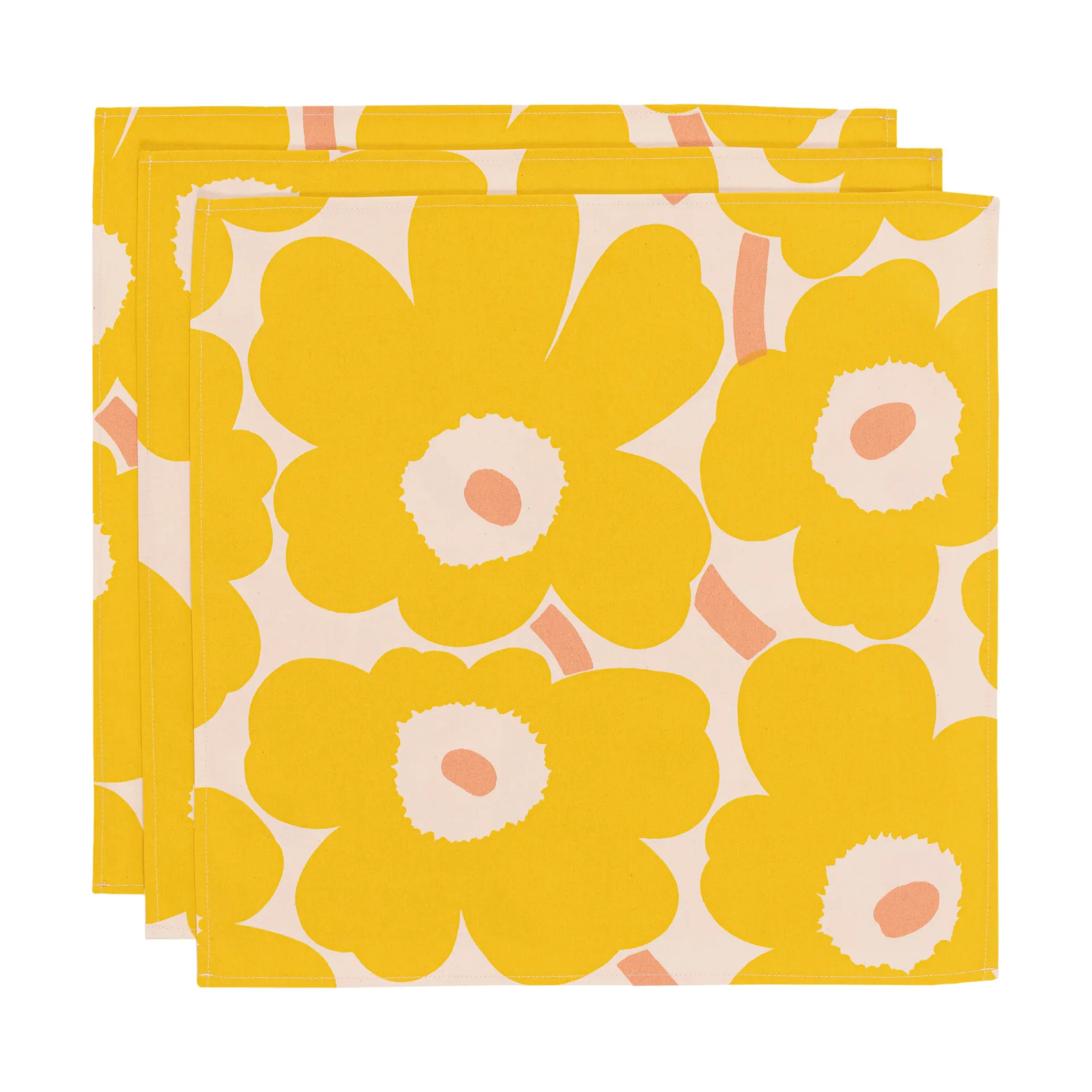 Υφασμάτινη πετσέτα Pieni Unikko 43x43 cm 3 τεμάχια, Cotton-yellow-pink Marimekko