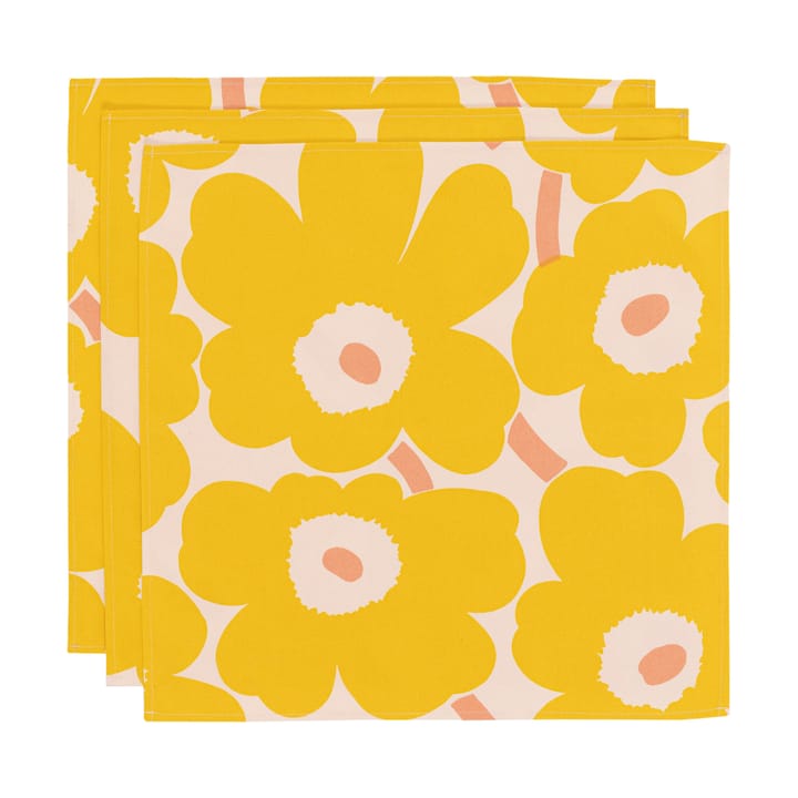 Υφασμάτινη πετσέτα Pieni Unikko 43x43 cm 3 τεμάχια, Cotton-yellow-pink Marimekko