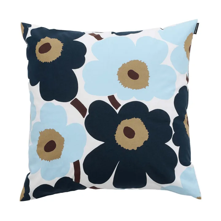 Κάλυμμα μαξιλαριού Pieni Unikko 50x50 cm - White-blueberry-cold blue-dark brown - Marimekko