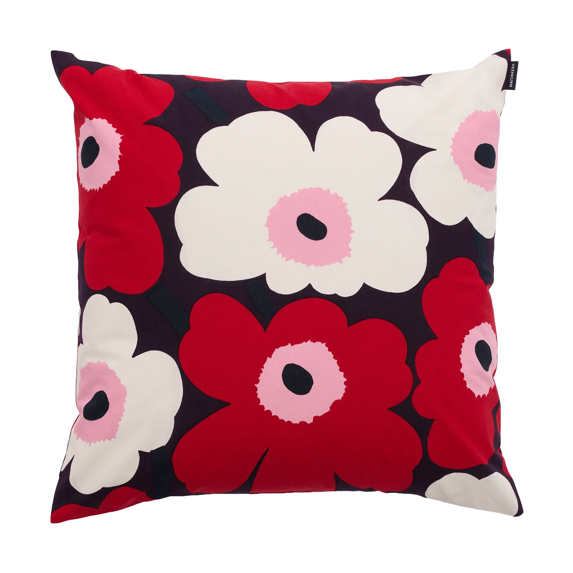 Pieni unikko μαξιλαροθήκη 50x50 εκ., Plum-cranberry-Off white-rose Marimekko