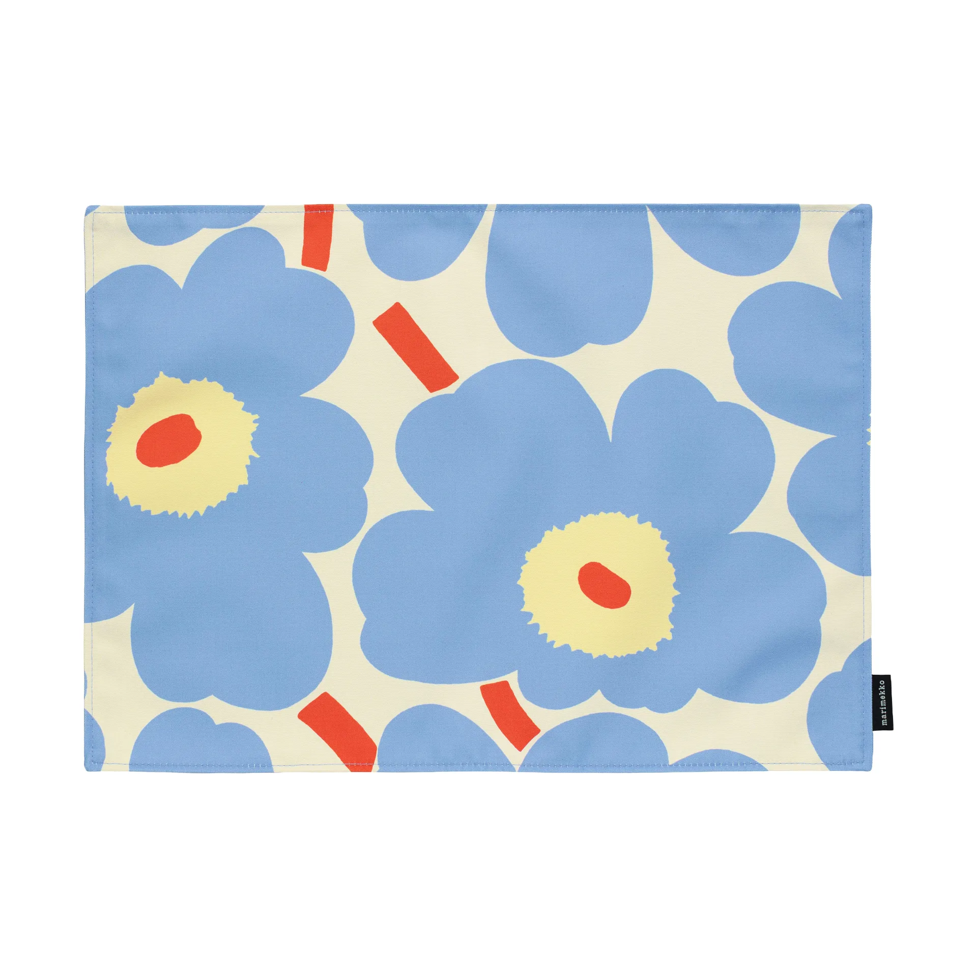 Pieni Unikko σουπλά, Off white-light blue-melon-orange red, 31x42 cm Marimekko