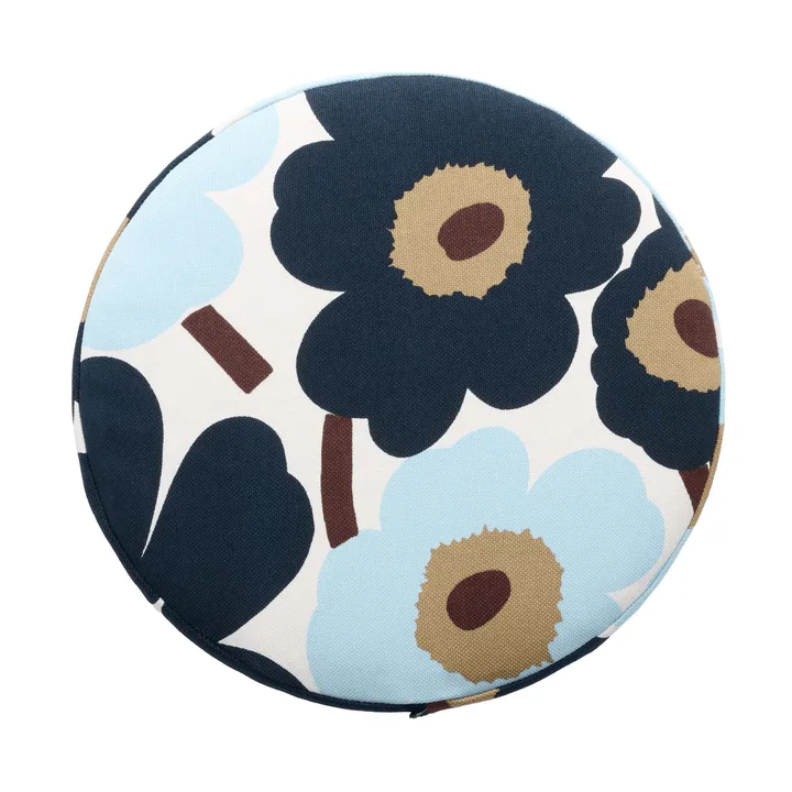 Pieni unikko στρογγυλό μαξιλάρι καθίσματος - White-blueberry-cold blue-dark brown - Marimekko