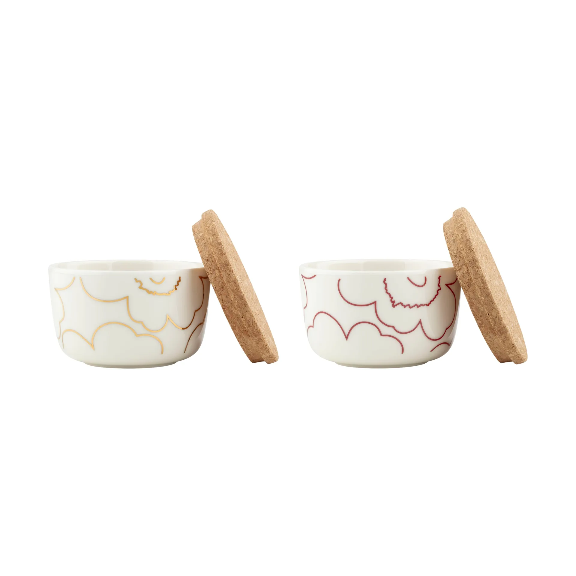 Πιάτο Piirto Unikko με καπάκι 2,5 dl σε σετ των 2, White-gold-dark red Marimekko