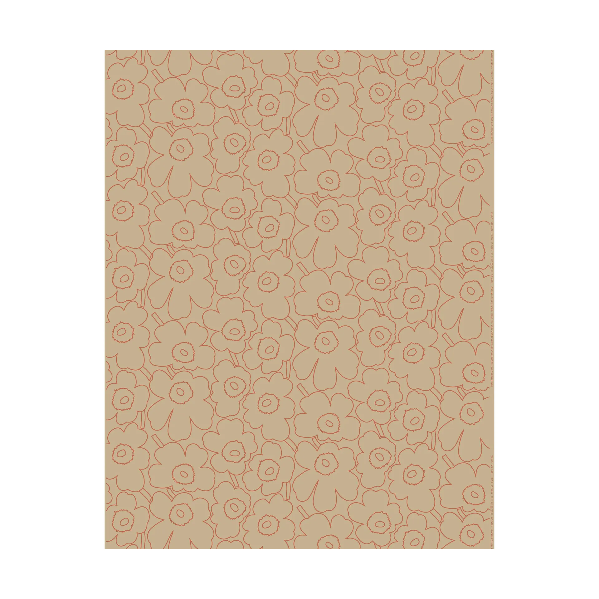 Υφασμα Piirto Unikko από βαμβάκι-λινό, Linen-l. terracotta Marimekko
