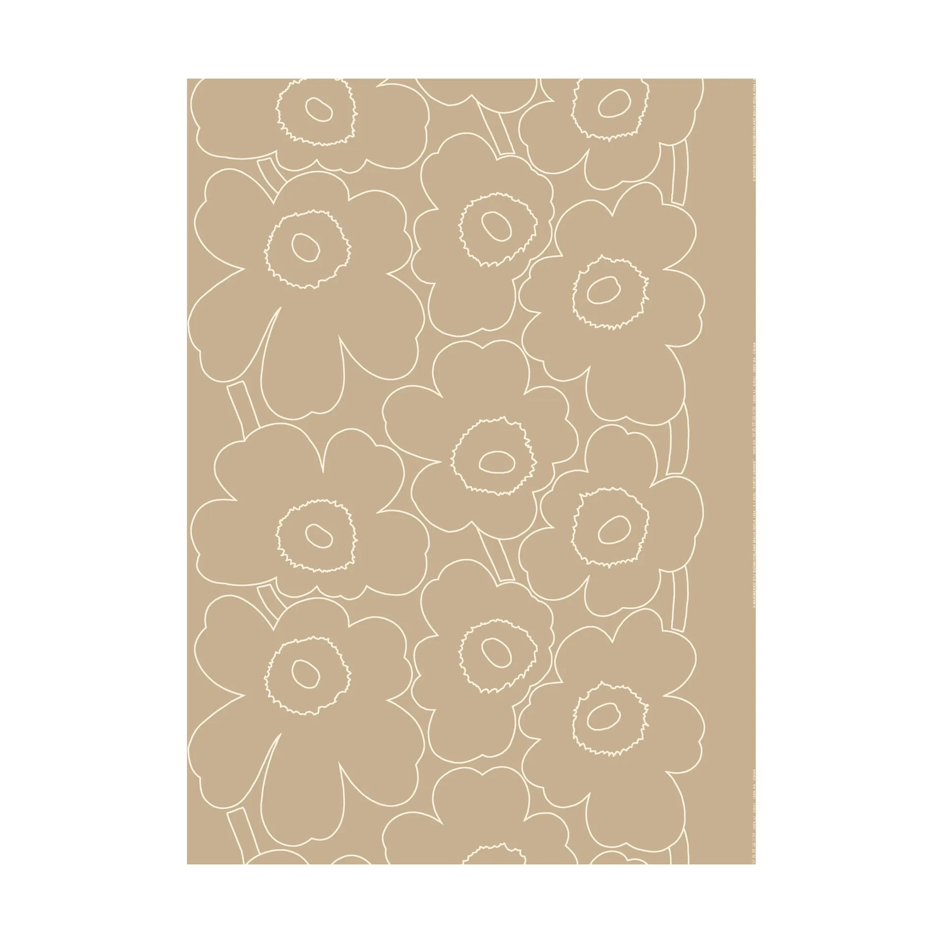 Piirto Unikko ύφασμα αλεύκαστο λινό, Linen-white Marimekko