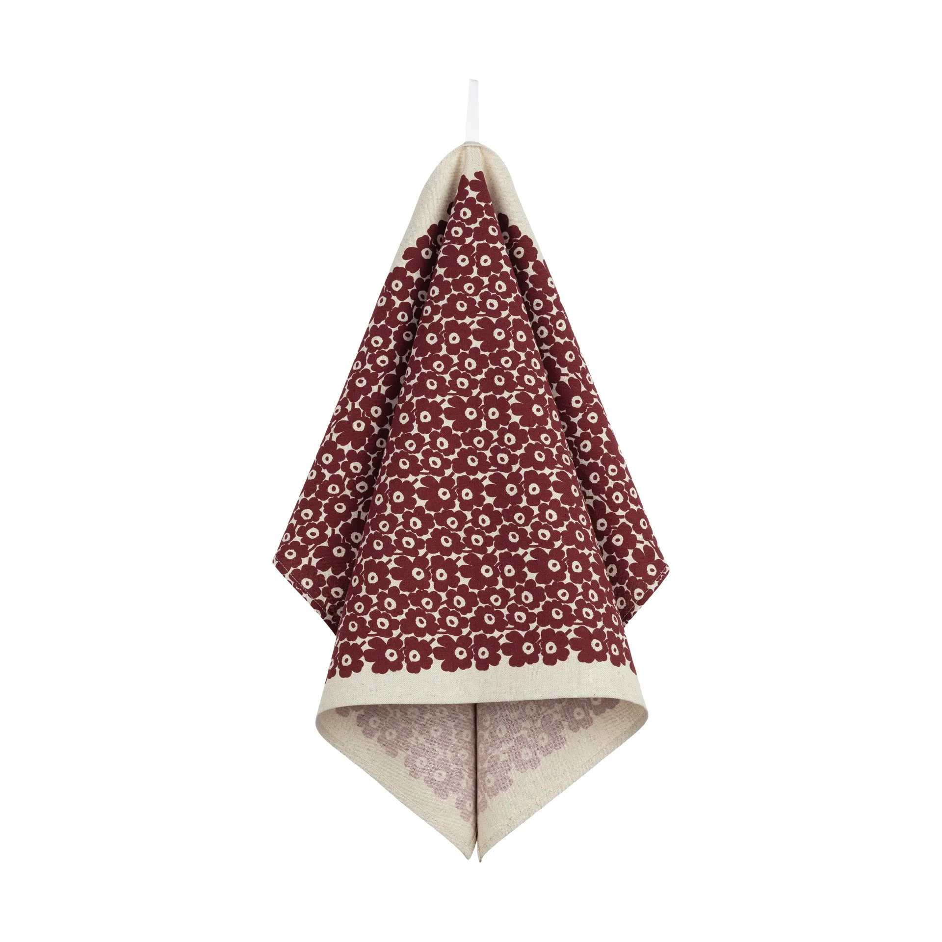 Pikkuinen Unikko σετ κουζίνας 3 τεμαχίων, Linen-burgundy Marimekko
