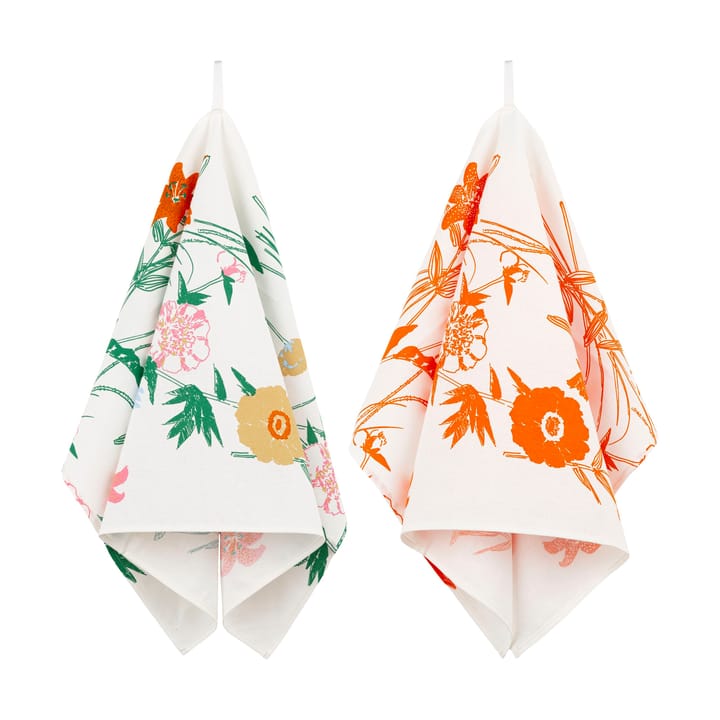 Puutarhakutsut πετσέτα κουζίνας 2 τεμάχια - White-green-orange-beige - Marimekko