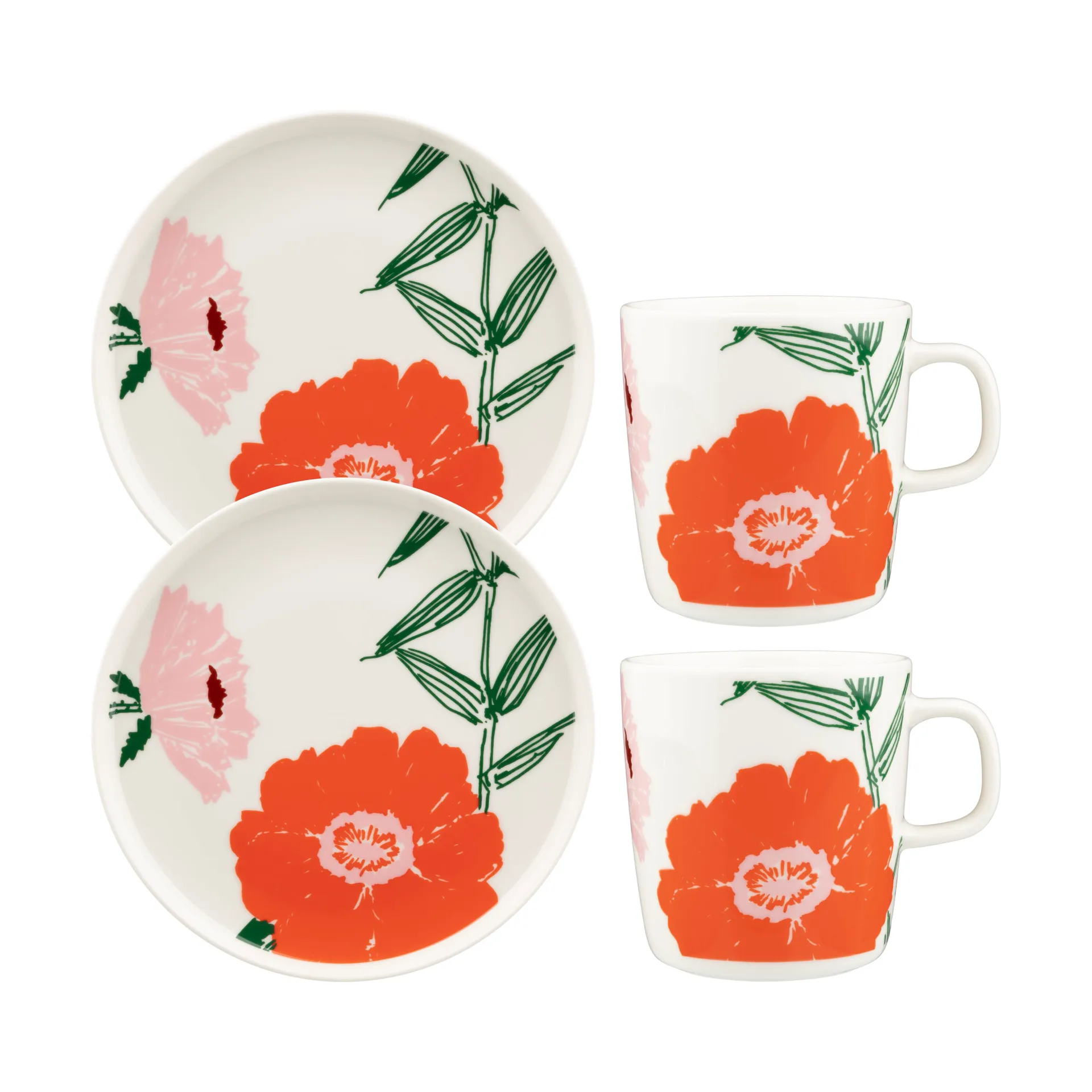 Πρωινό σετ Puutarhakutsut 4 μέρη, White-green-orange Marimekko