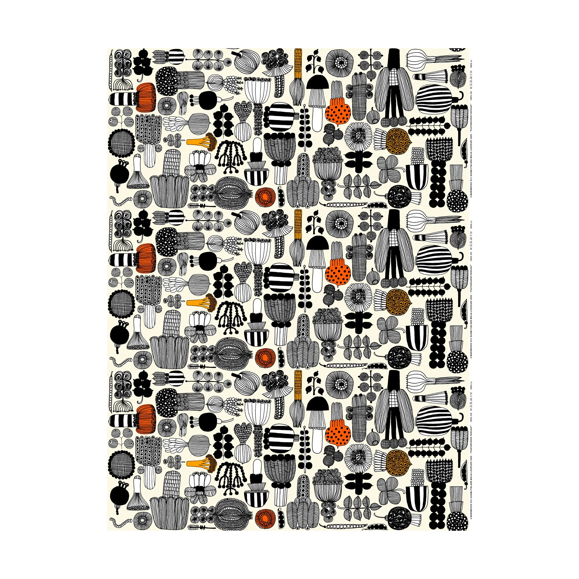 Puutarhurin Parhaat μουσαμάς, White-black-orange Marimekko