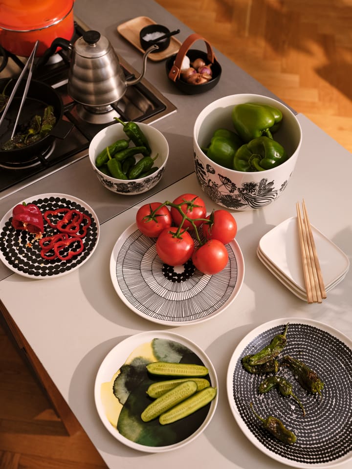 Räsymatto σετ πρωινού, Λευκό-μαύρο Marimekko