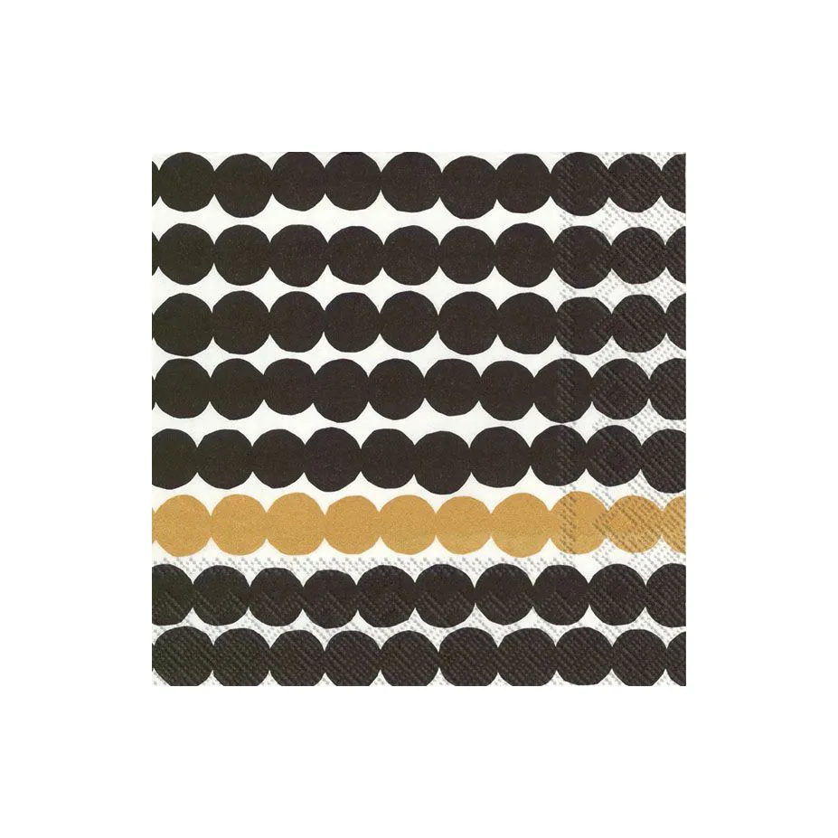 Räsymatto πετσέτα 33x33 cm συσκευασία 20 τεμαχίων, μαύρο-χρυσαφί Marimekko