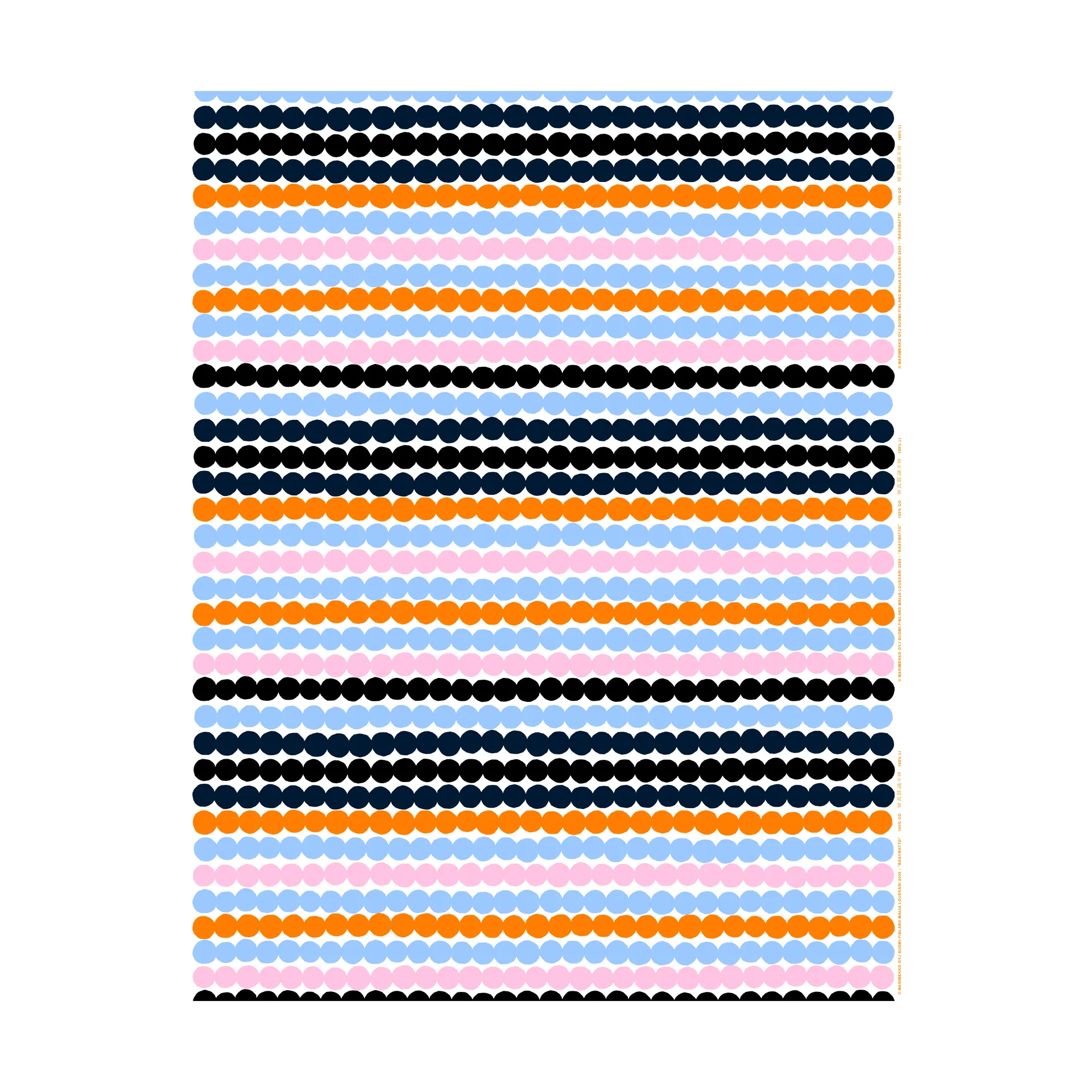 Räsymatto ύφασμα, White-light blue-orange-pink Marimekko