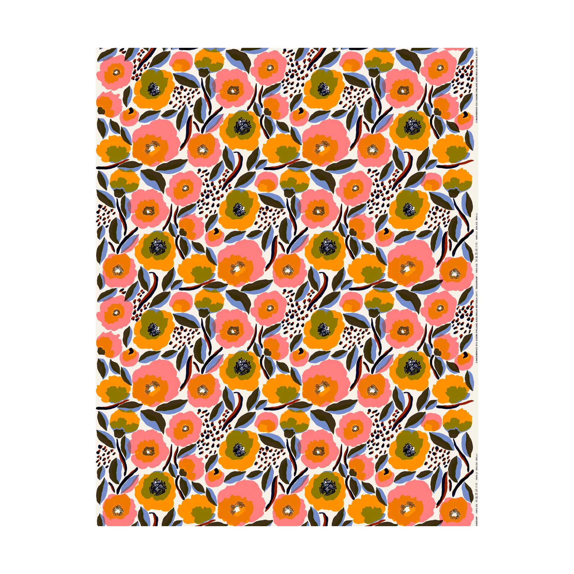 Καλύμμα τραπεζιού Rosarium, White-red-yellow-blue Marimekko