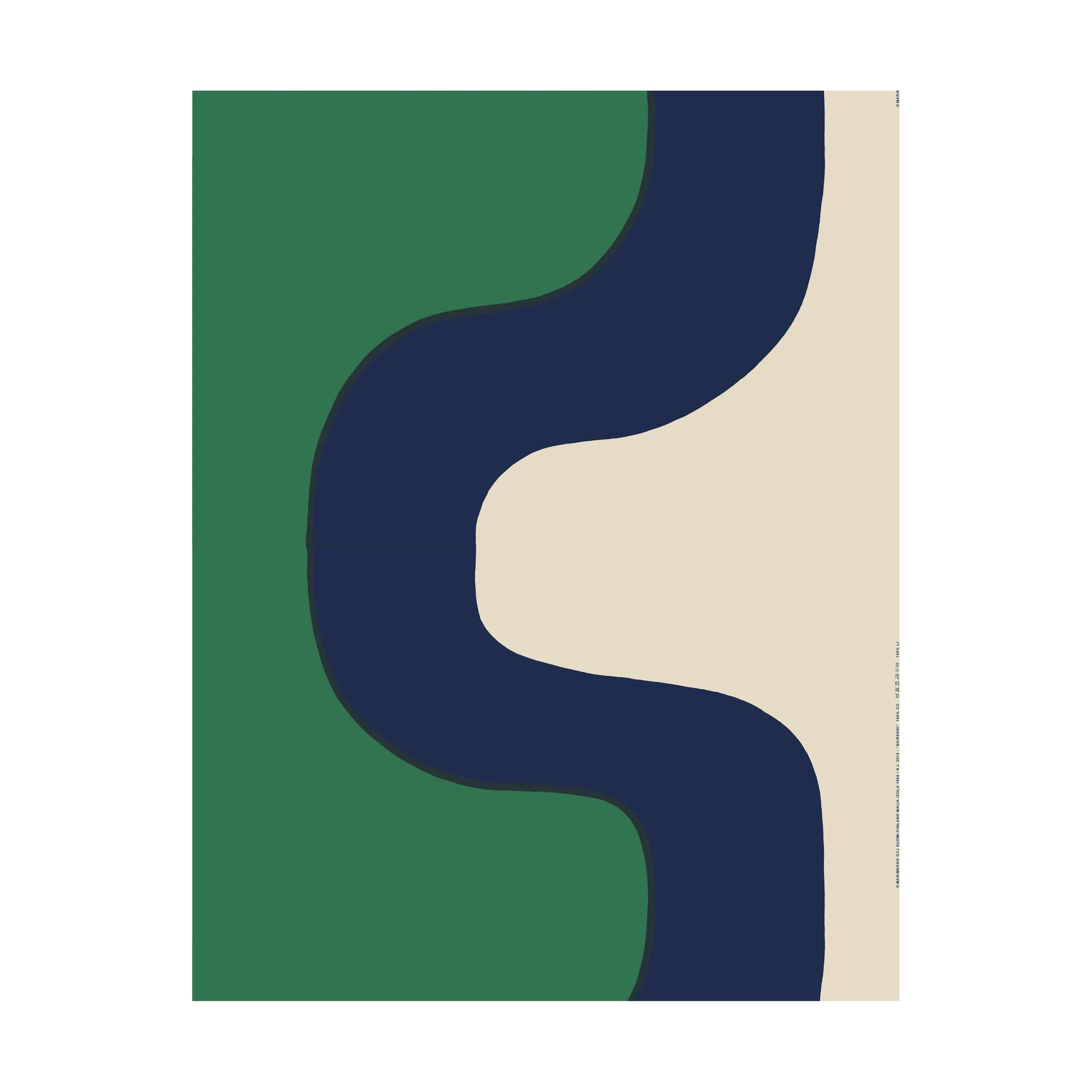 Seireeni βαμβακερό-λινό ύφασμα, Green-dark blue-linen Marimekko