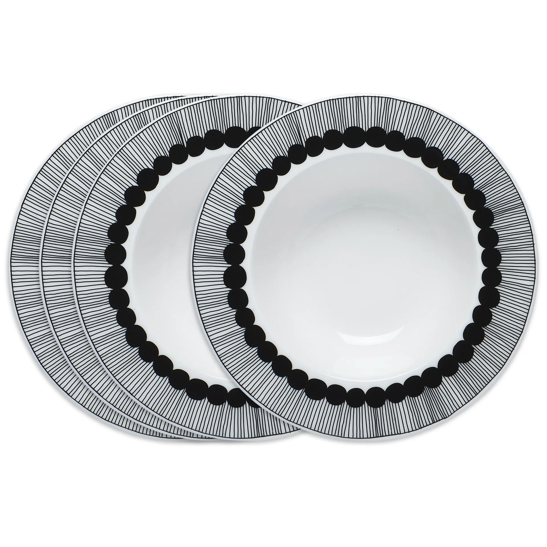 Siirtolapuutarha djup tallrik Ø20 cm 4-pack svart,  Marimekko