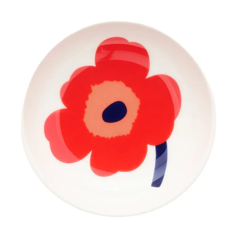 Unikko βαθύ πιάτο, Λευκό-κόκκινο-μπλε Marimekko