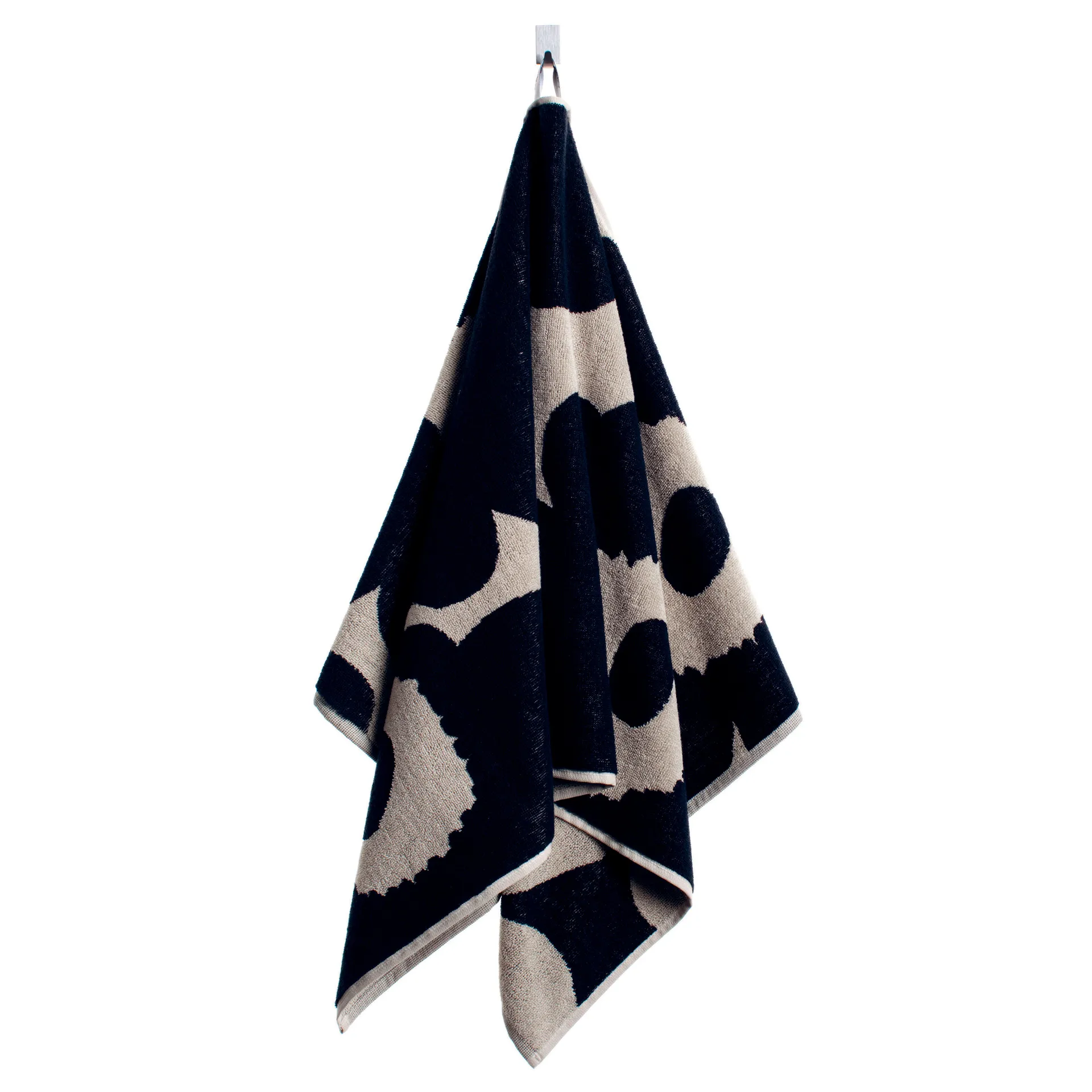 Unikko πετσέτα μαύρο-άμμος Marimekko
