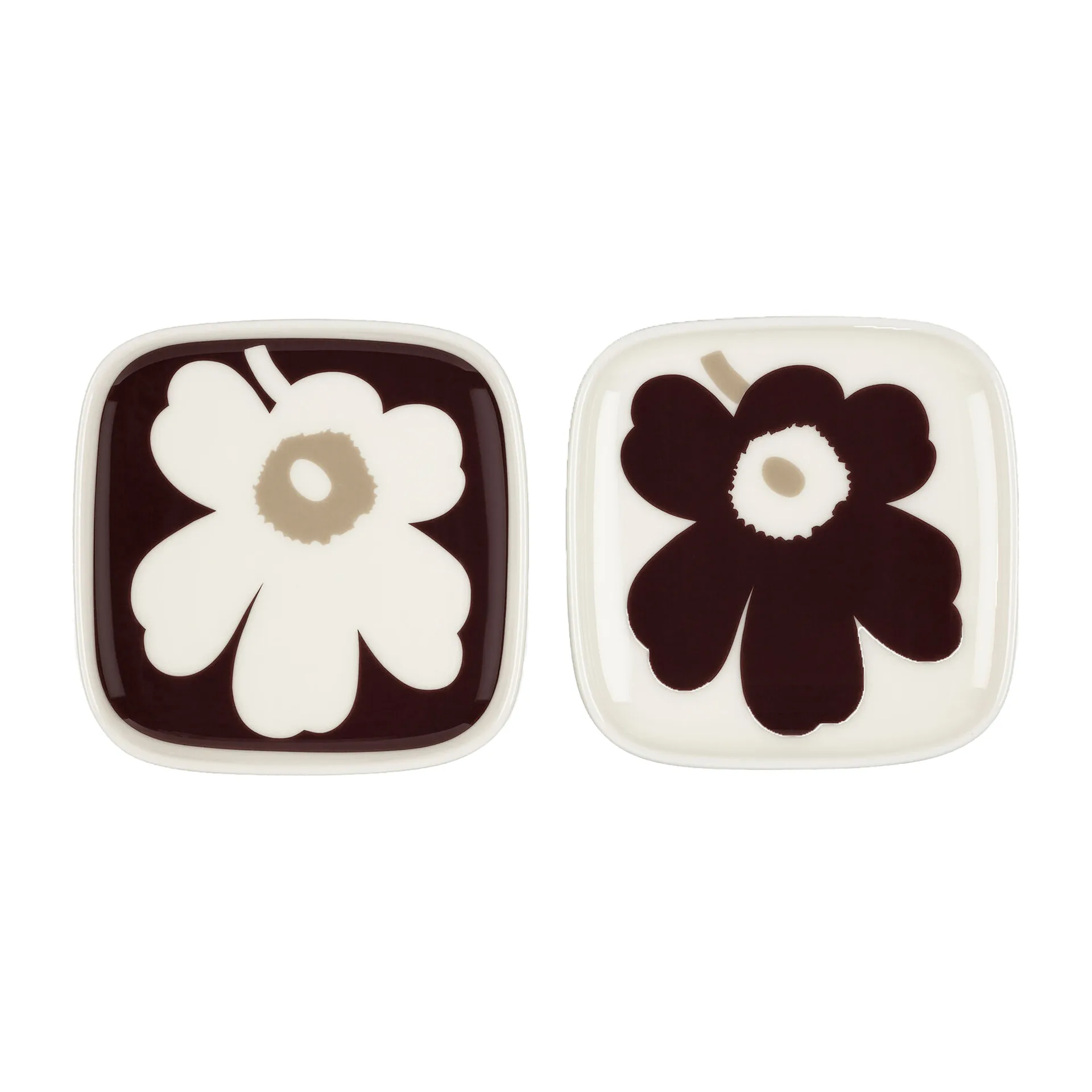 Unikko πιάτο 10x10 εκ 2 pack, Burgundy-άσπρο-μπεζ Marimekko