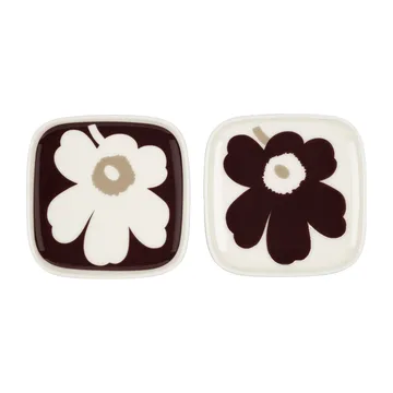 Unikko πιάτο 10x10 εκ 2 pack - Burgundy-άσπρο-μπεζ - Marimekko