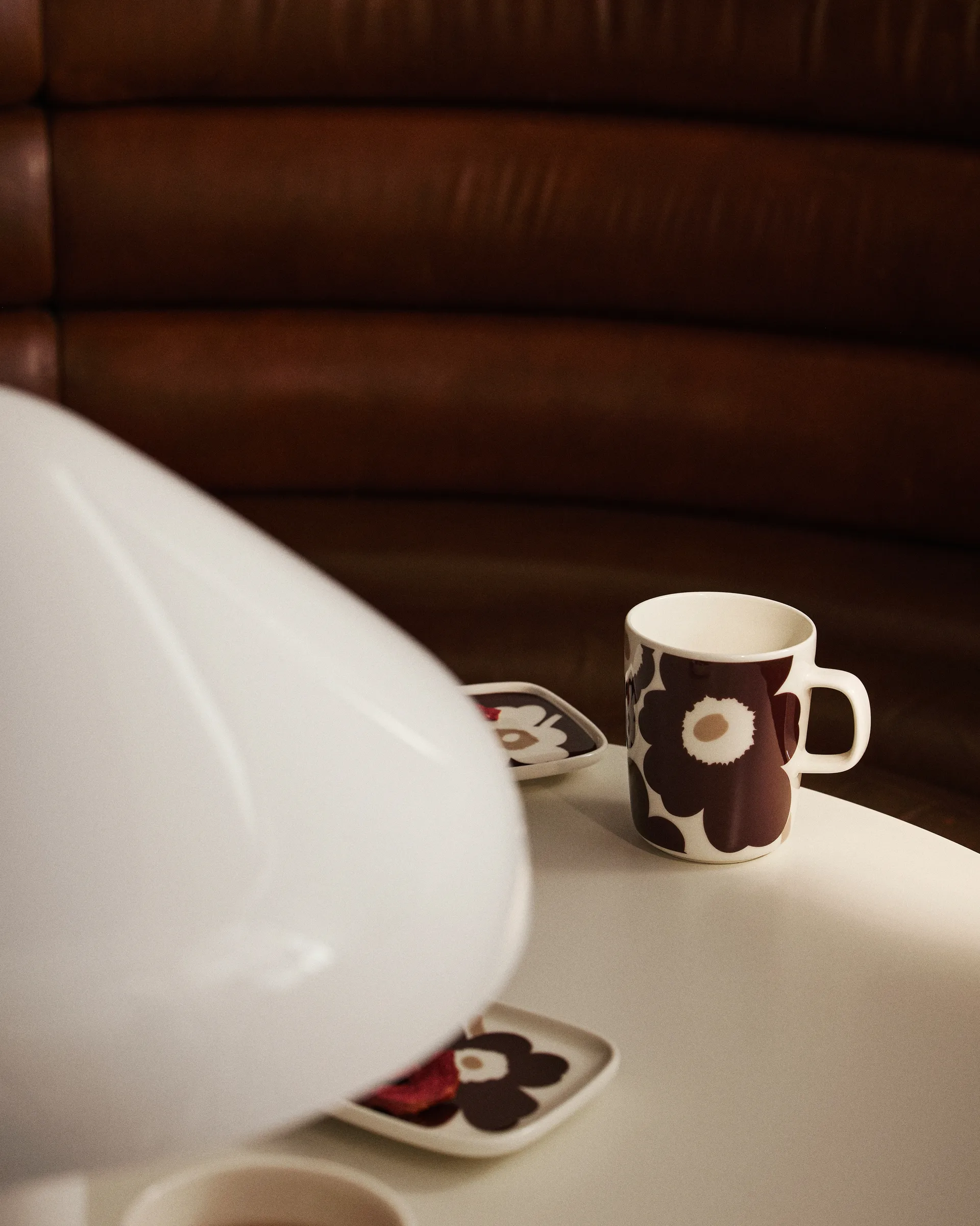 Unikko πιάτο 10x10 εκ 2 pack, Burgundy-άσπρο-μπεζ Marimekko