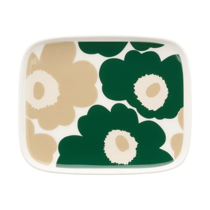 Πιάτο Unikko 12x15 cm - Λευκό-dark green-μπεζ-light sand - Marimekko