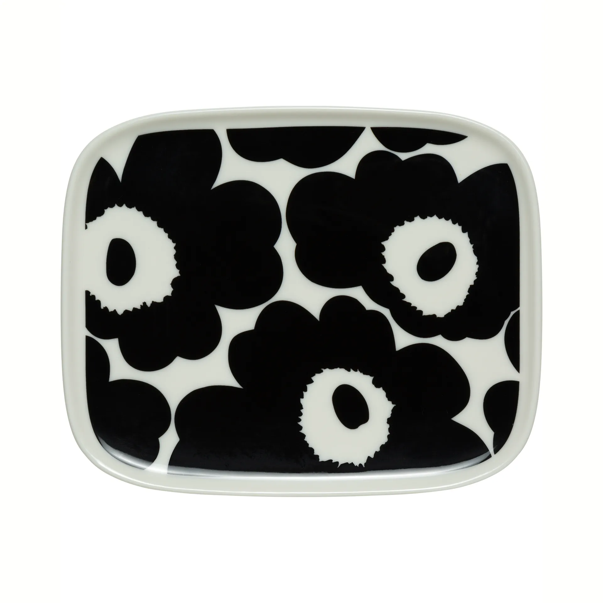 Πιάτο Unikko 12x15 cm, μαύρο και λευκό Marimekko