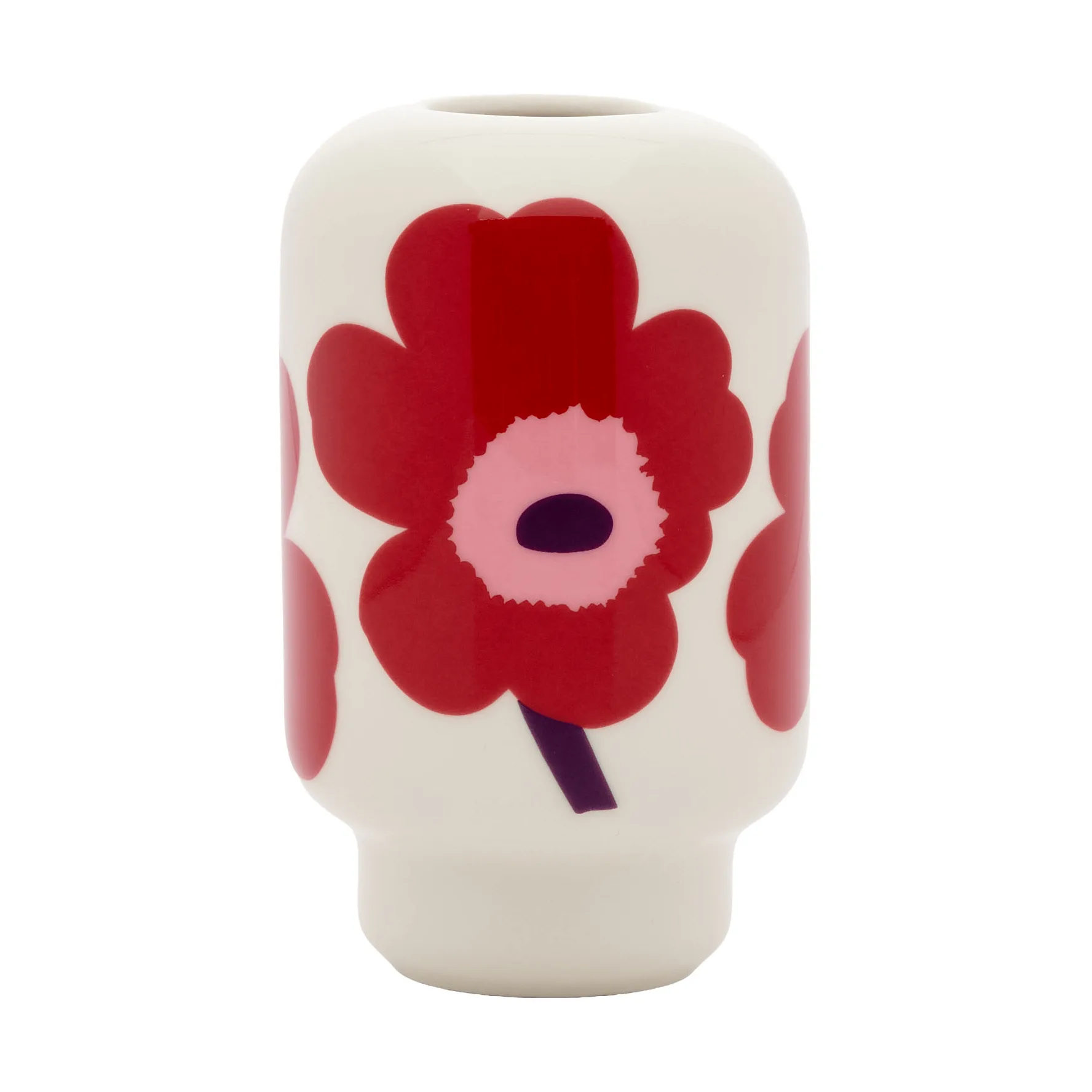 Βάζο Unikko 14 εκ., Λευκό-κραμβερι-ροζ-δαμάσκηνο Marimekko