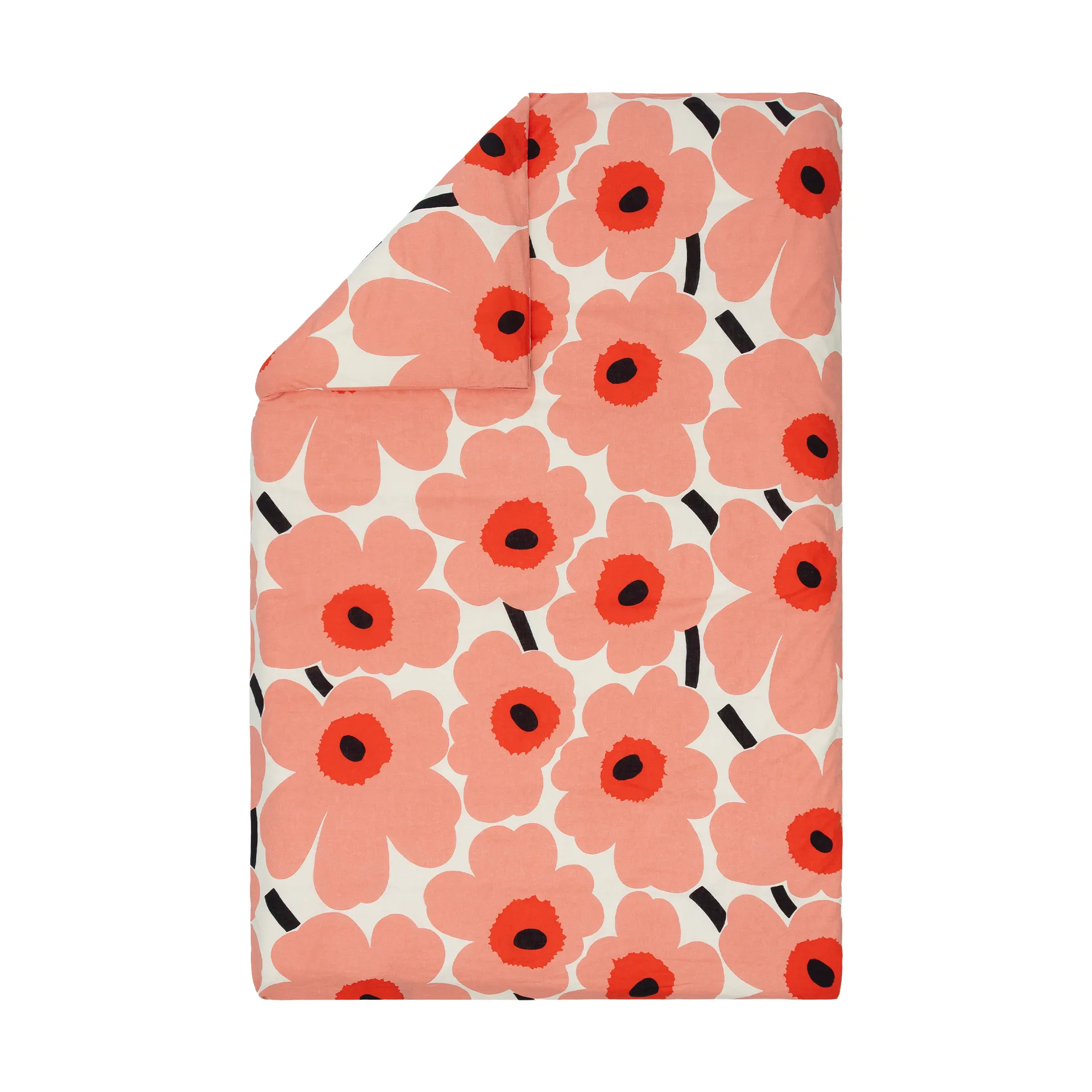 Unikko παπλωματοθήκη 150x210 εκ., Off white-coral-orange red-charcoal Marimekko
