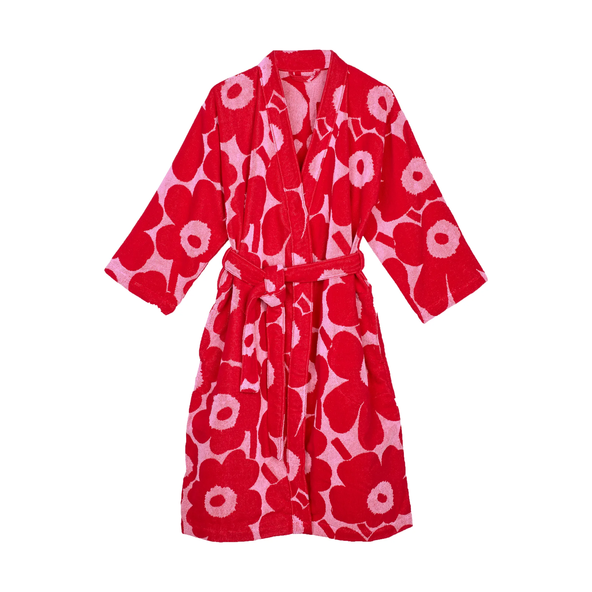 Unikko 2 μπουρνούζι, Red-pink, S Marimekko