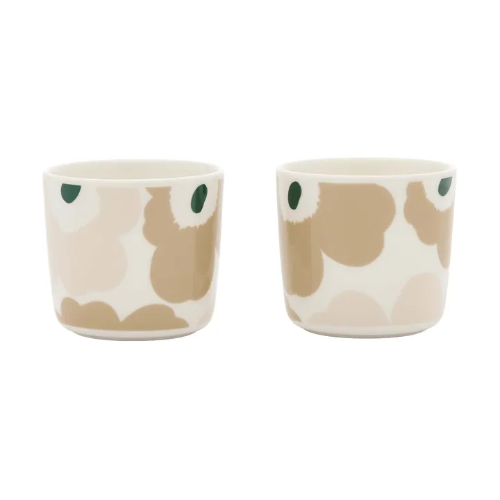 Unikko κούπα χωρίς χερούλι, 2 τεμαχίων - White-light sand-beige-dark green, 20 cl - Marimekko