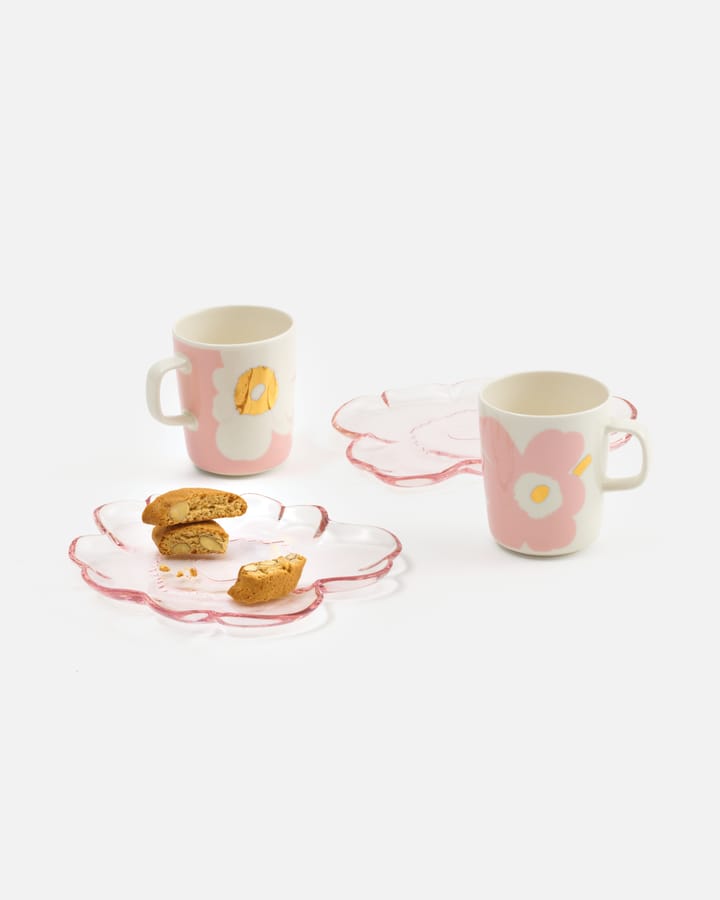 Unikko γυάλινο πιάτο 20 cm, Light pink Marimekko
