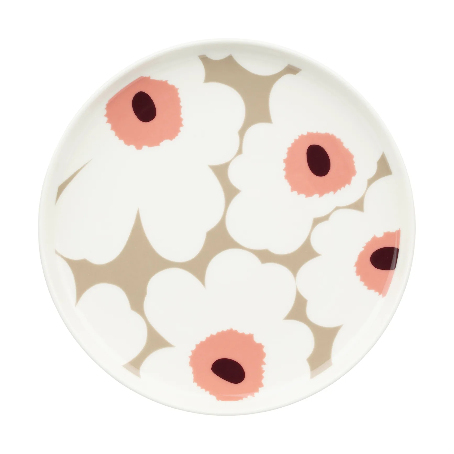 Πιάτο Unikko Ø20 εκ., White-clay-powder-dark wine Marimekko