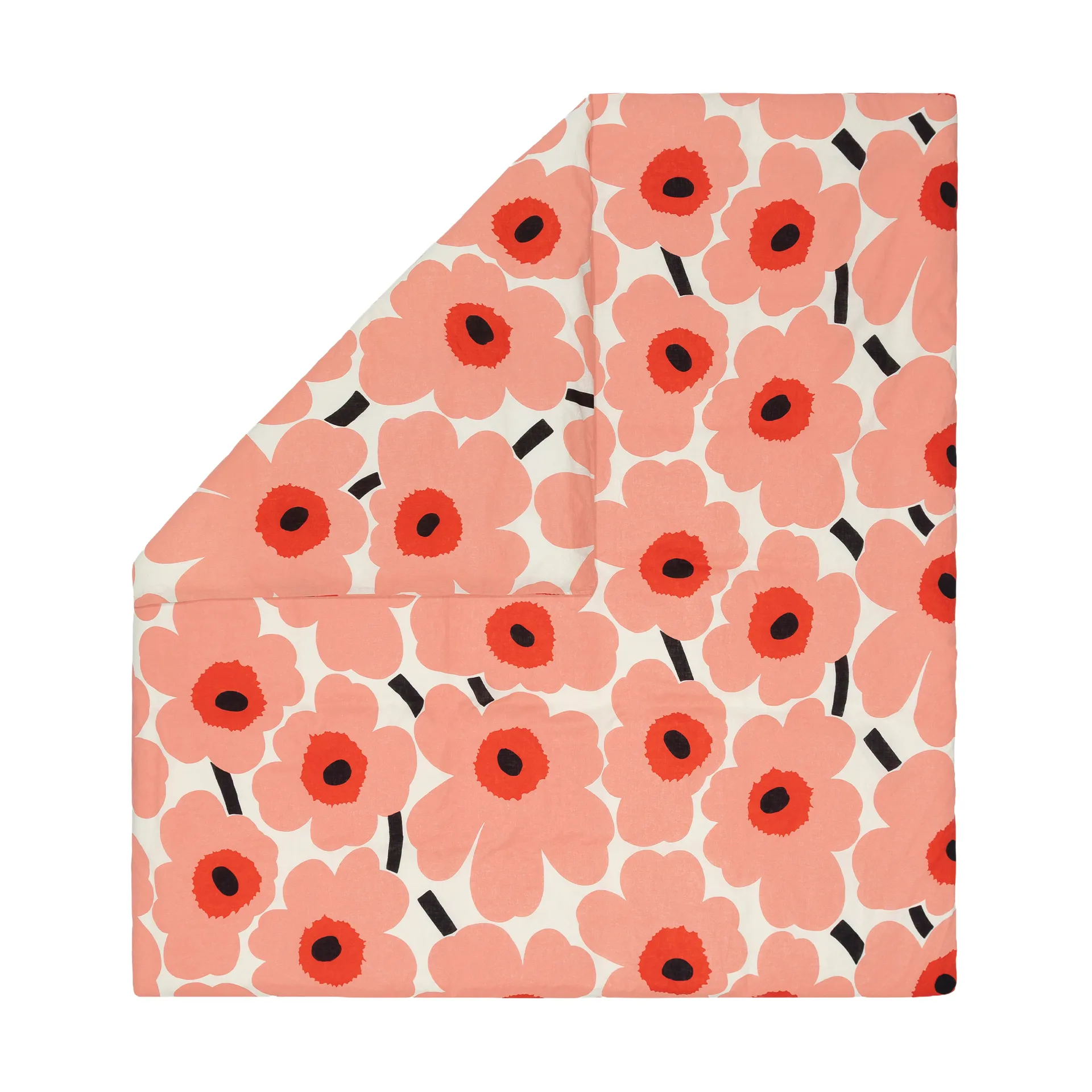 Unikko παπλωματοθήκη 220x240 εκ., Off white-coral-orange red-charcoal Marimekko