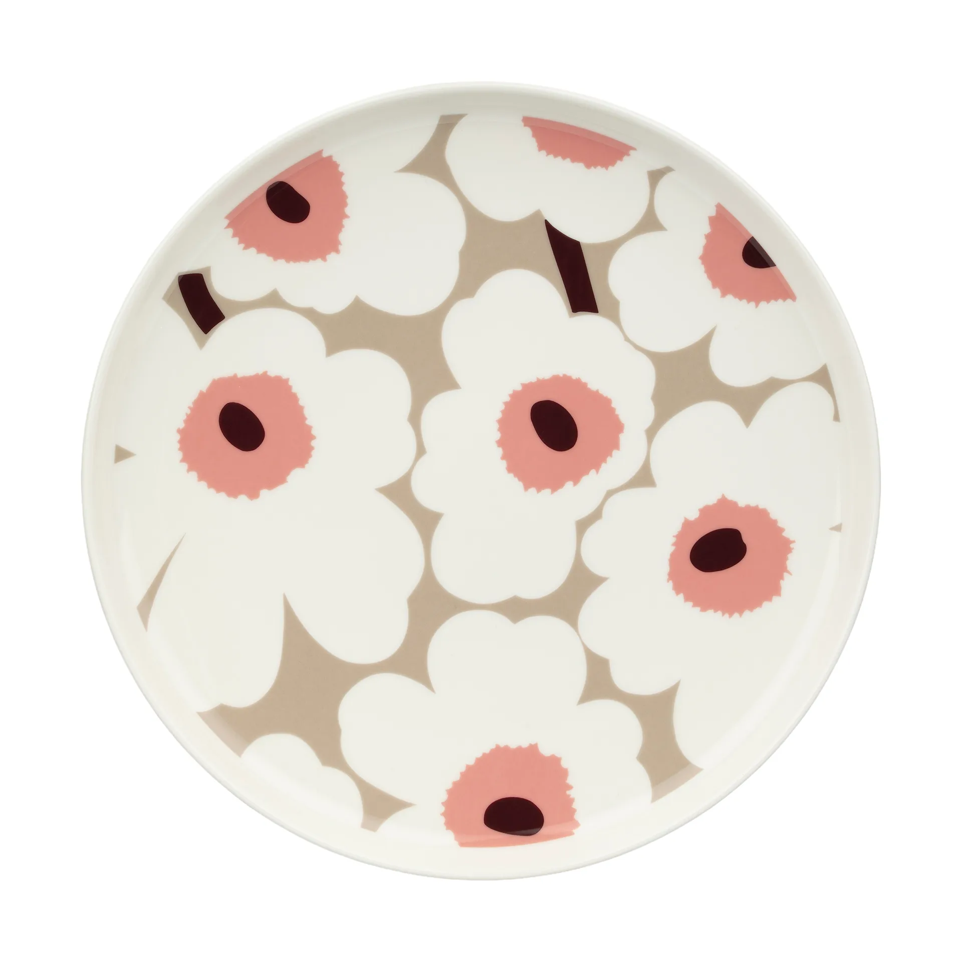 Πιάτο Unikko Ø25 cm, White-clay-powder-dark wine Marimekko