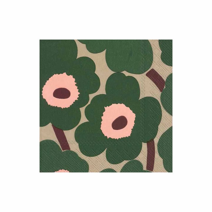 Χαρτοπετσέτες Unikko 33x33 cm 20-pack - πράσινο-ροζ - Marimekko