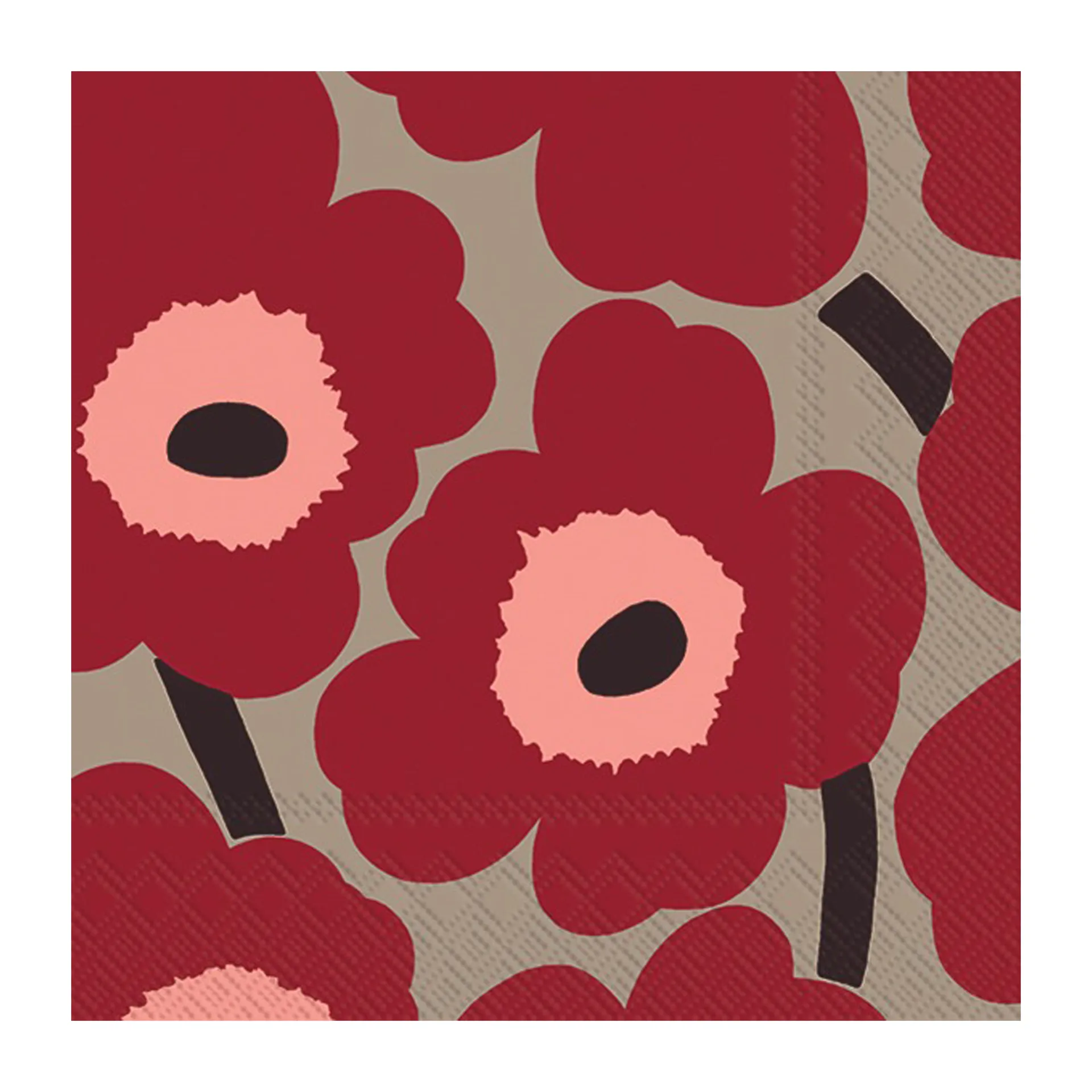 Χαρτοπετσέτες Unikko 33x33 cm 20-pack, Κόκκινο-λινό Marimekko