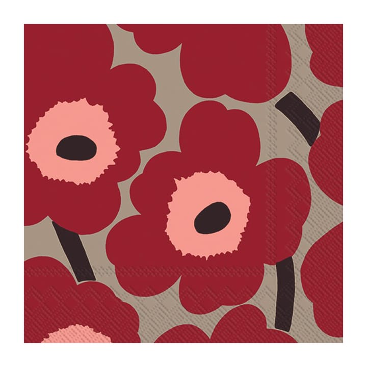Χαρτοπετσέτες Unikko 33x33 cm 20-pack - Κόκκινο-λινό - Marimekko