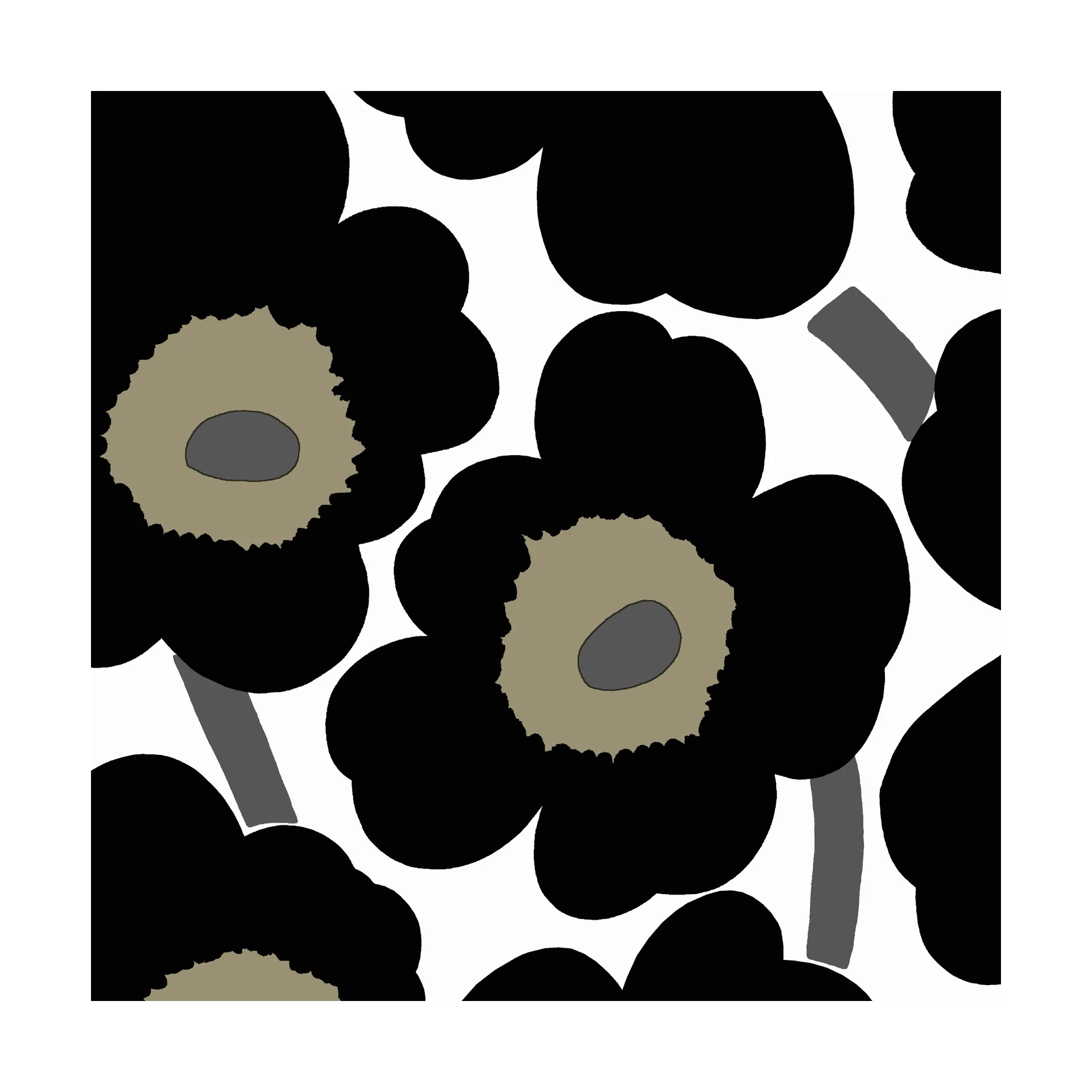 Χαρτοπετσέτες Unikko 33x33 cm 20-pack, Black-White Marimekko