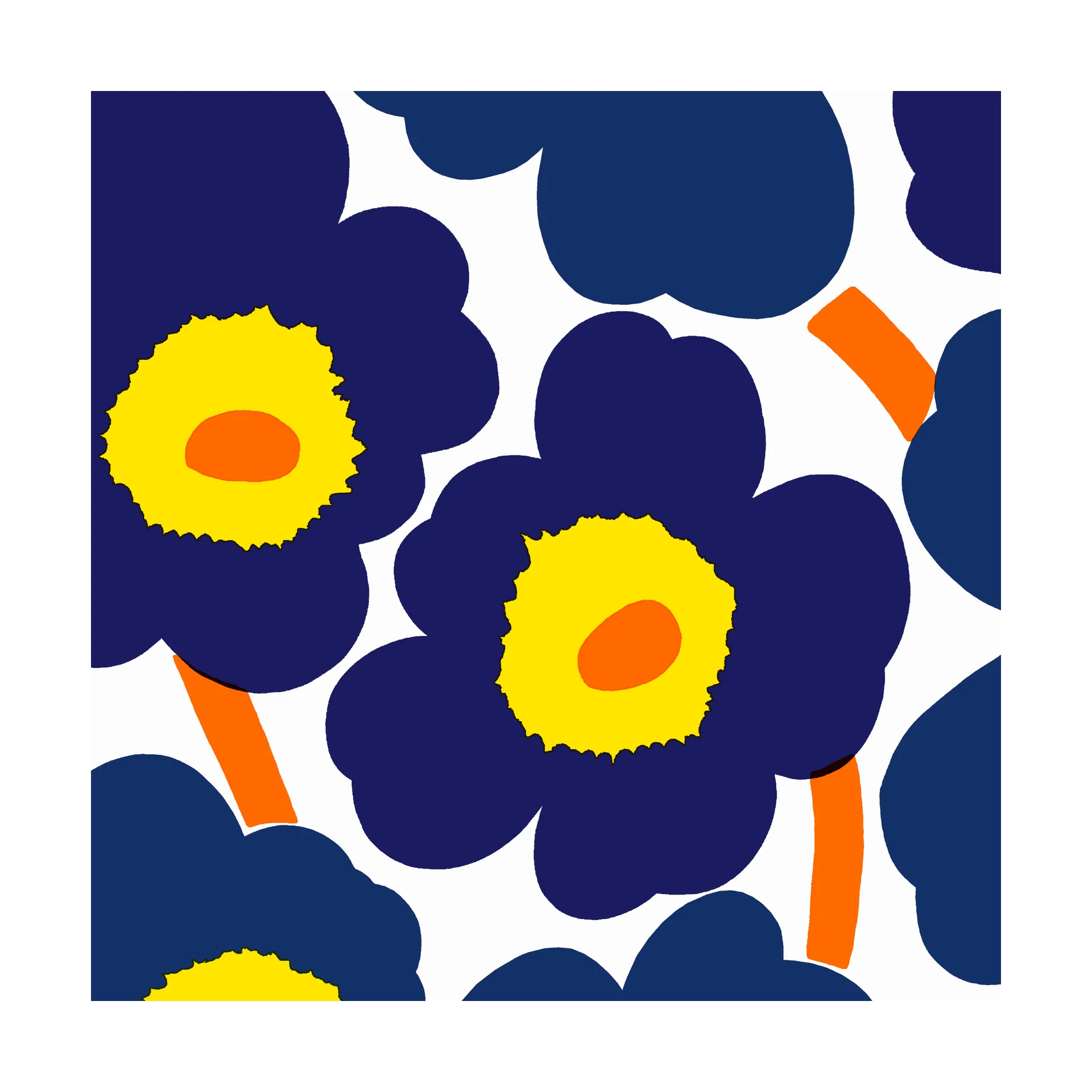 Χαρτοπετσέτες Unikko 33x33 cm 20-pack, Blue-Yellow Marimekko