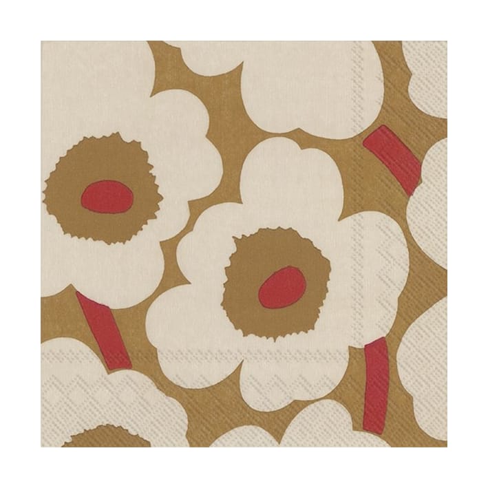 Χαρτοπετσέτες Unikko 33x33 cm 20-pack - Dark cream-red - Marimekko