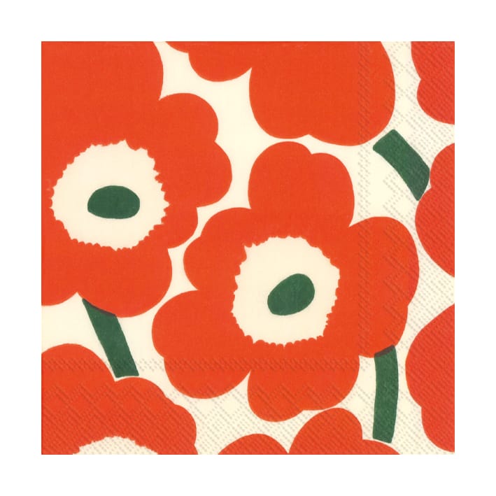Χαρτοπετσέτες Unikko 33x33 cm 20-pack - Orange/Green - Marimekko