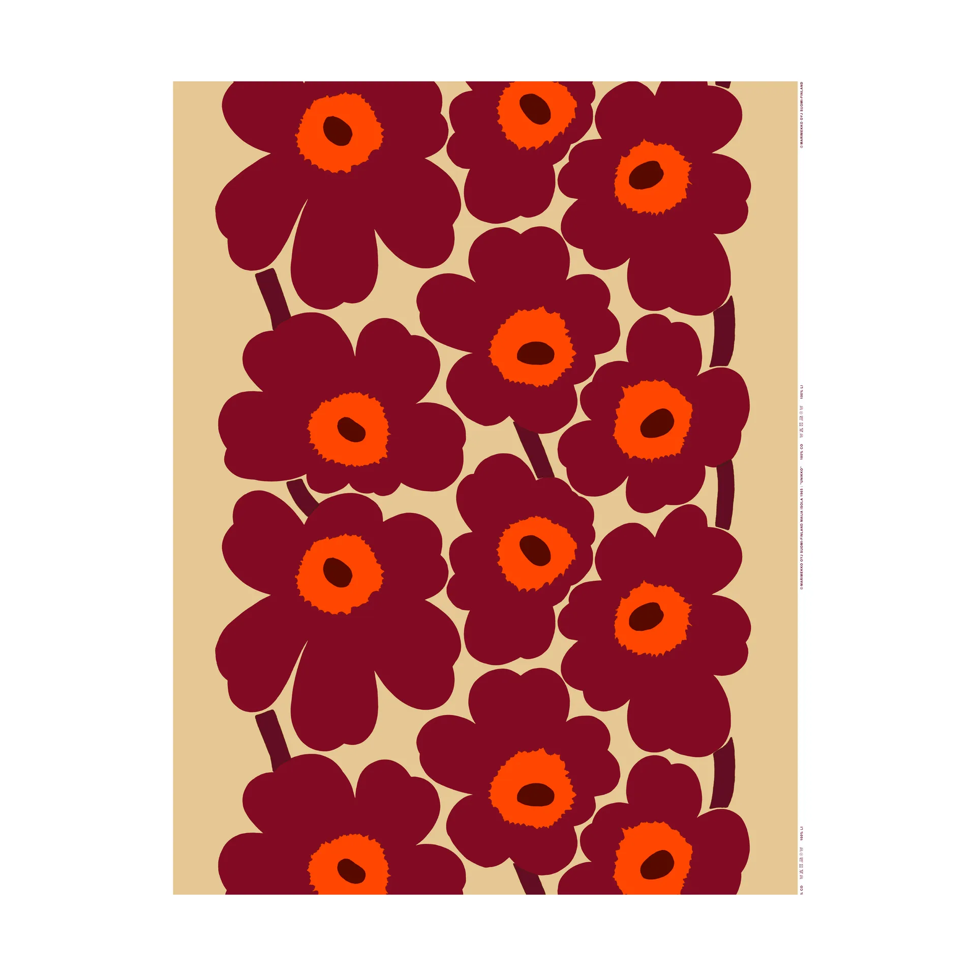 Unikko κηροπήγιο 3x10 εκ., Vanilla-wine red-red Marimekko