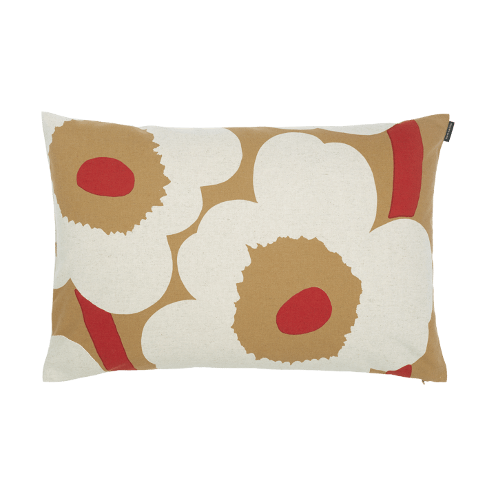 Unikko θήκη μαξιλαριού από βαμβάκι-λινό 40x60 εκατοστά - Brown-linen-red - Marimekko