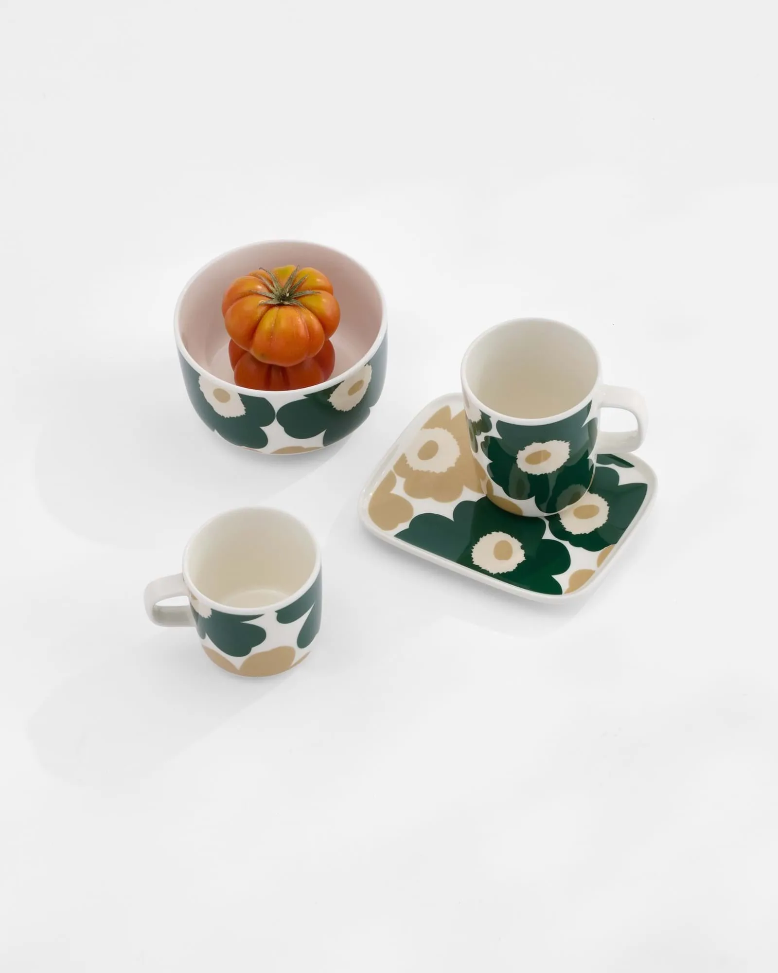 Unikko μπολ 5 dl, Λευκό-dark green-μπεζ-light sand Marimekko