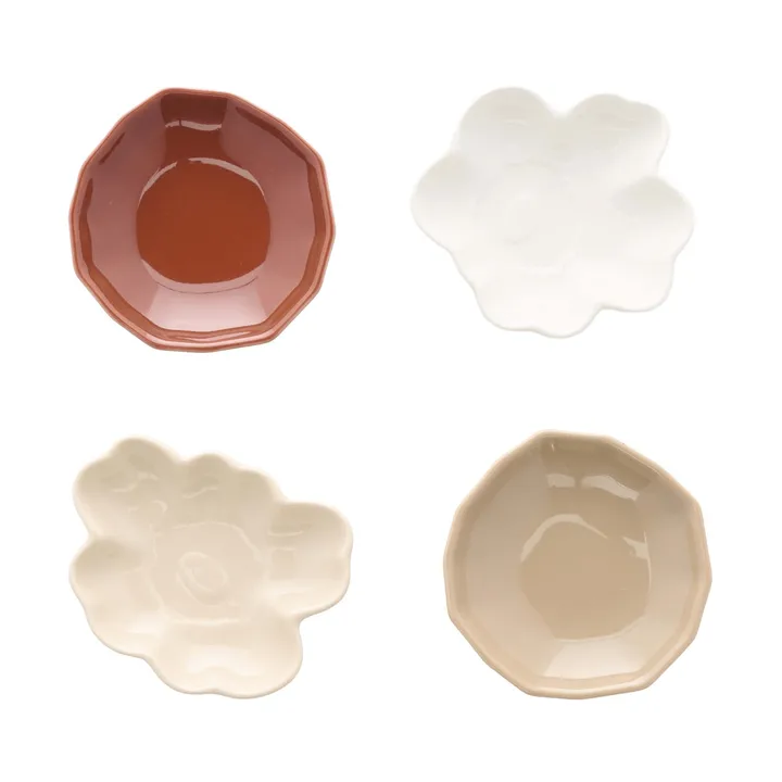 Πιάτο Unikko & kivet shape, 4 τεμάχια - Μπεζ-καστανό-λευκό-ανοιχτό καφέ - Marimekko